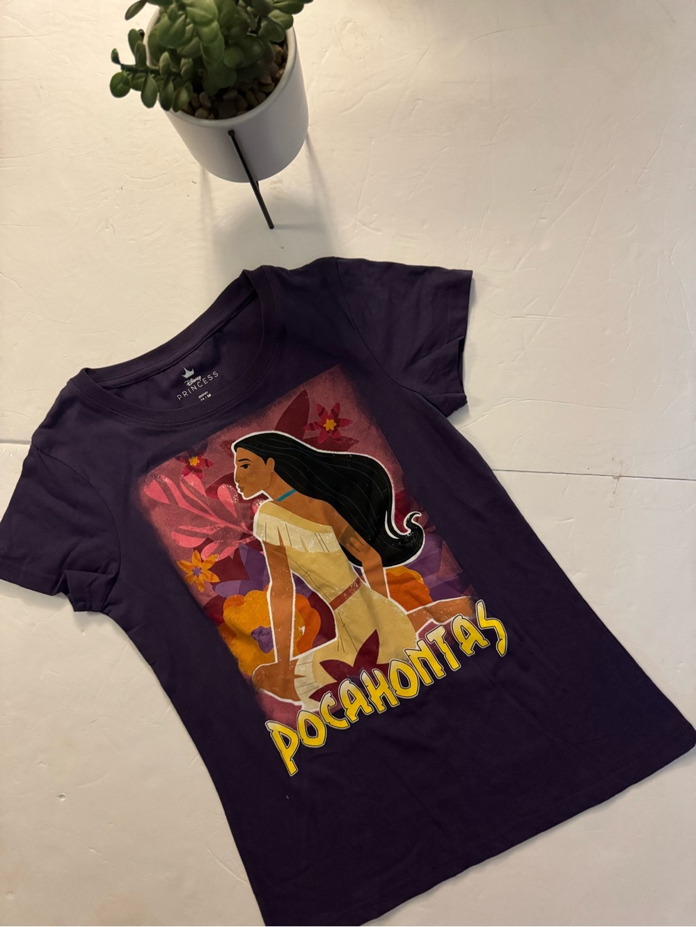 Disney Purple Pocahontas Floral Graphic Tee